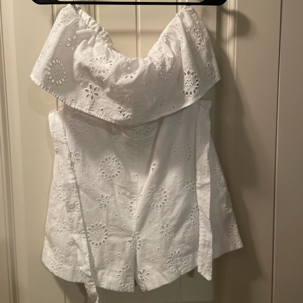 Summer Clearance: Bar III White Strapless Eyelet Romper